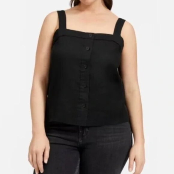 Everlane Women's Button Front Linen Apron Tank The Picnic Top 100% Linen sz 6 - Picture 2 of 10